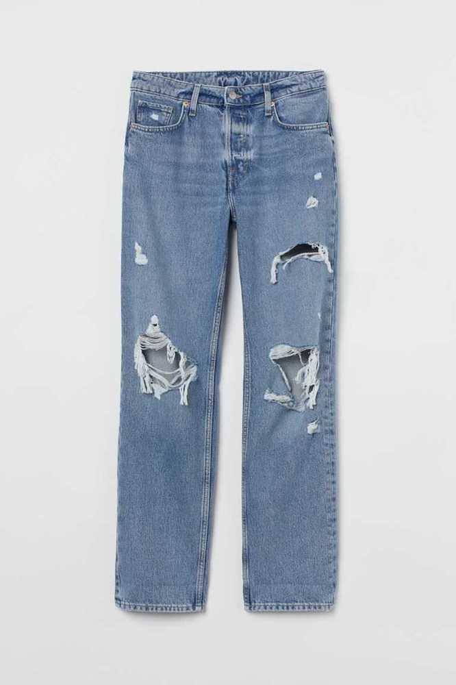 H&M 90s Boyfriend Jeans Damen Hellblau | 5017-GDWMK