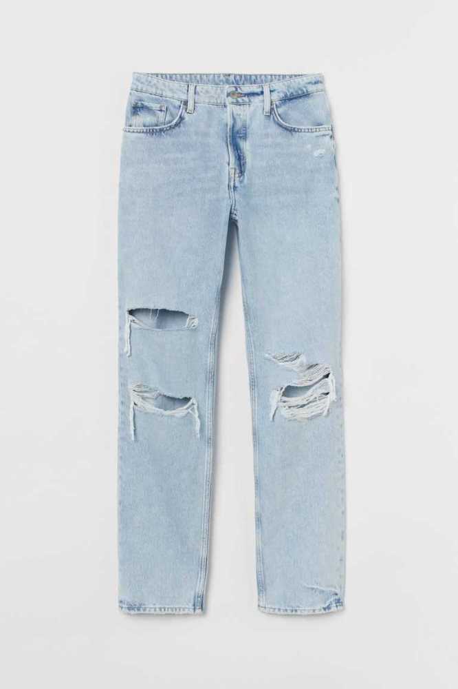 H&M 90s Boyfriend Jeans Damen Hellblau | 5017-GDWMK