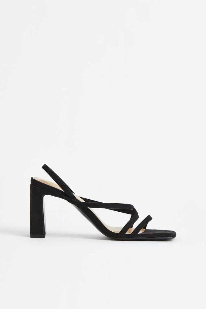 H&M Absatz Sandalen Damen Schwarz | 3521-UYTXZ