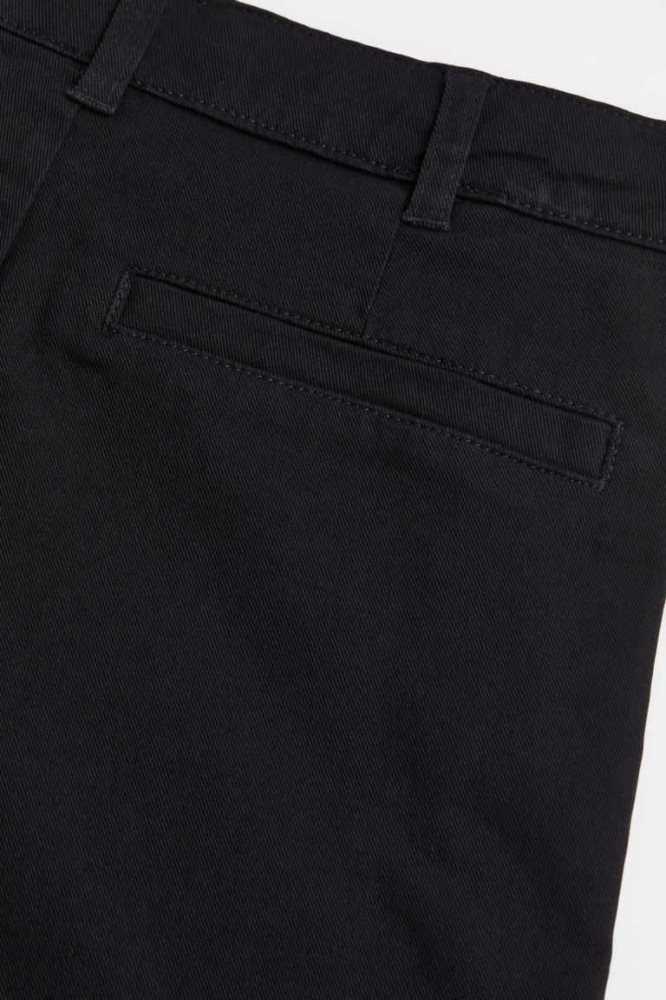 H&M Baggy Fit Baumwoll Chinos Hose Kinder Schwarz | 0267-OBSXW