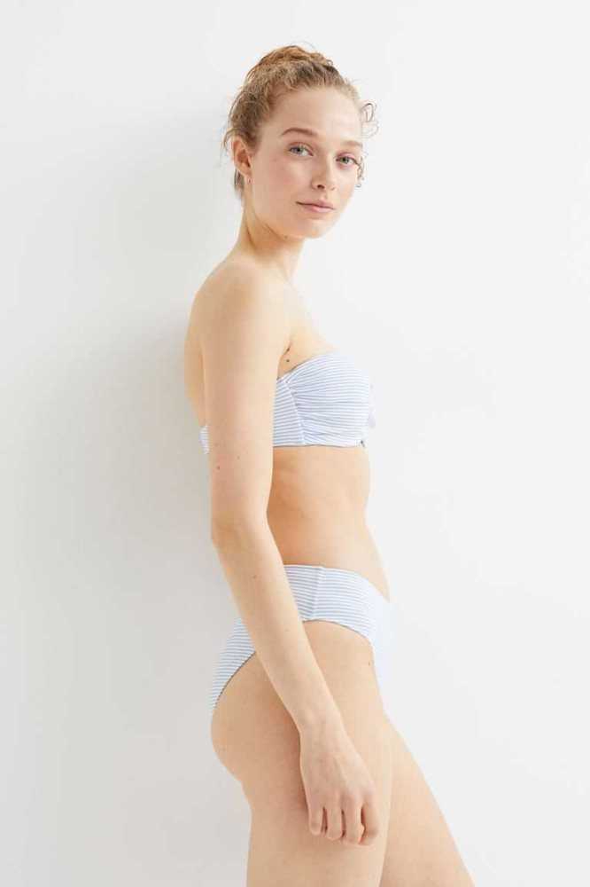 H&M Balconette Bikini Top Strandkleidung Damen Hellblau Weiß | 1069-ESALB