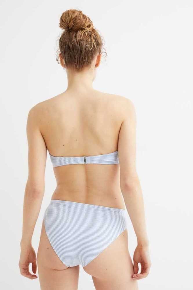 H&M Balconette Bikini Top Strandkleidung Damen Hellblau Weiß | 1069-ESALB