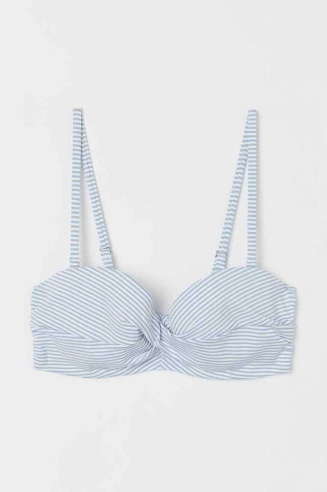 H&M Balconette Bikini Top Strandkleidung Damen Hellgrün Weiß | 1480-ZGNOT