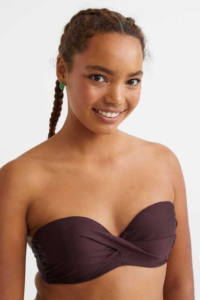 H&M Balconette Bikini Top Strandkleidung Damen Dunkelrot | 3685-OHCDU