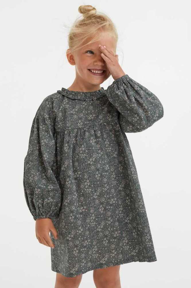 H&M Balloon-sleeved Baumwoll Kurzes Kleid Kinder Lila | 3025-DCZQB