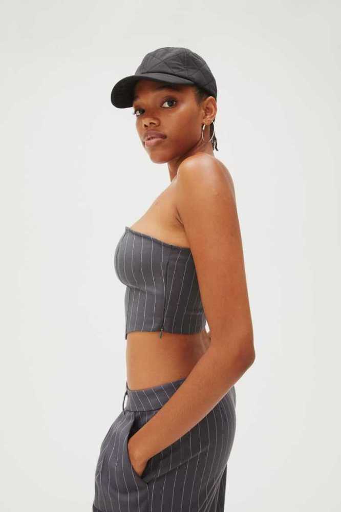 H&M Bandeau Crop Oberteile Damen Dunkelgrau | 9281-LKMPC