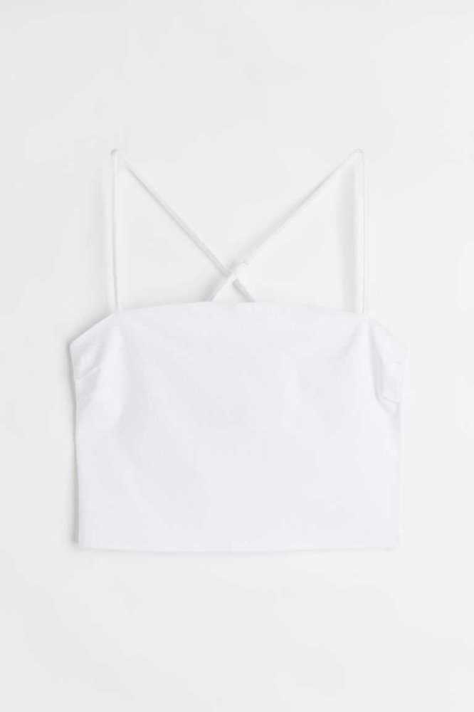 H&M Bandeau Crop Oberteile Damen Schwarz | 8521-WIXOA