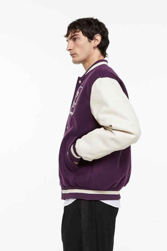 H&M Baseball Jacke Herren Dunkellila | 4279-LFHMW