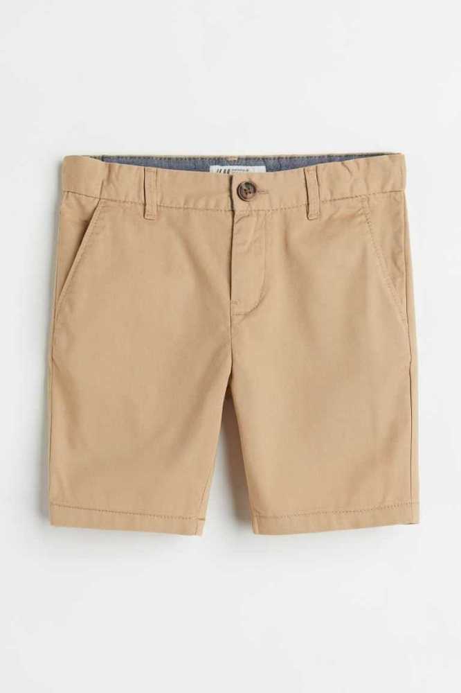 H&M Baumwoll Chino Kurze Hose Kinder Beige | 7210-OJGCL