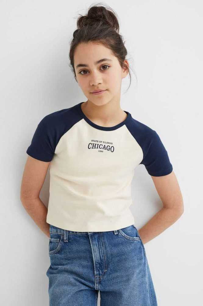 H&M Baumwoll Crop Top Jersey Kinder Grün | 0234-LGCMH