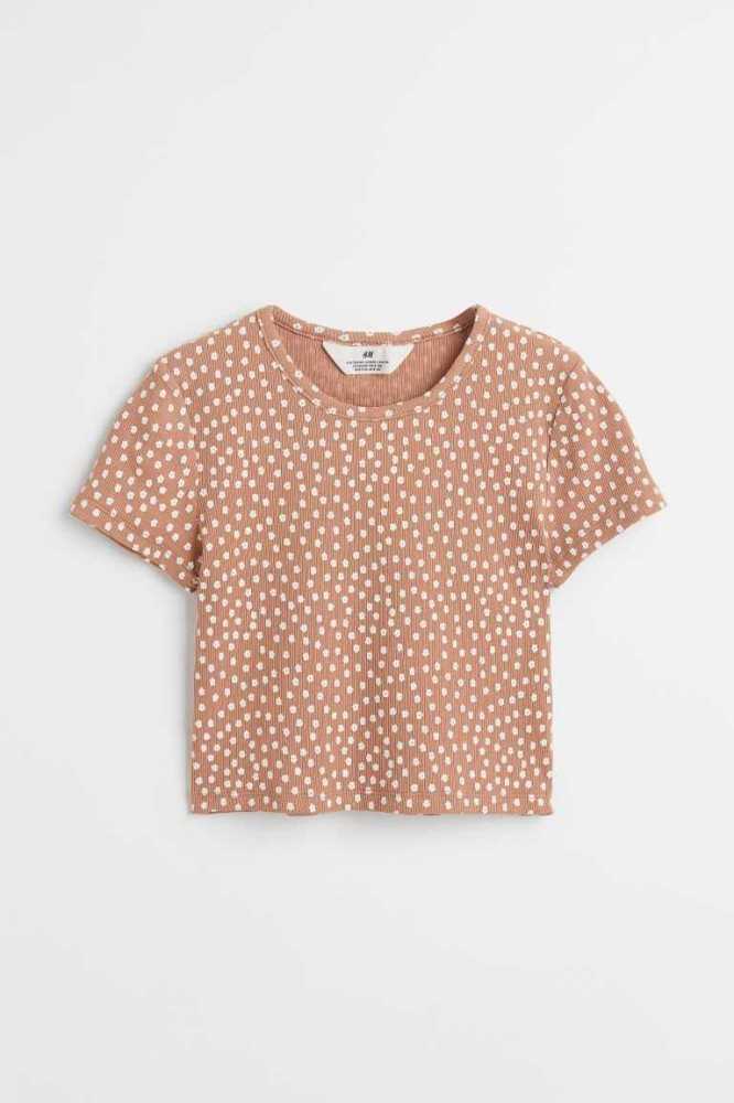 H&M Baumwoll Crop Top Jersey Kinder Grün | 0234-LGCMH