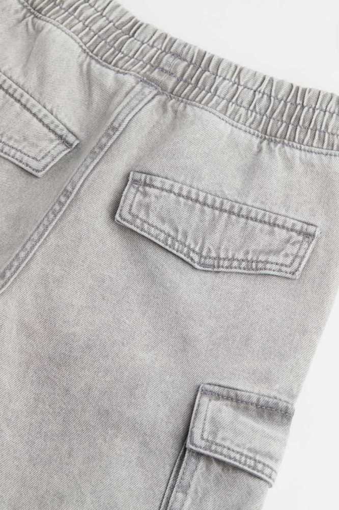 H&M Baumwoll Denim Cargo Kurze Hose Kinder Hellgrau | 1568-TKORG