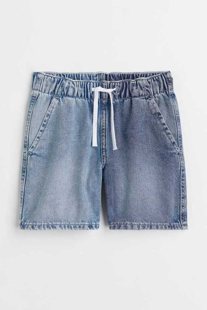 H&M Baumwoll Denim Kurze Hose Kinder Blau | 0637-VMBFO