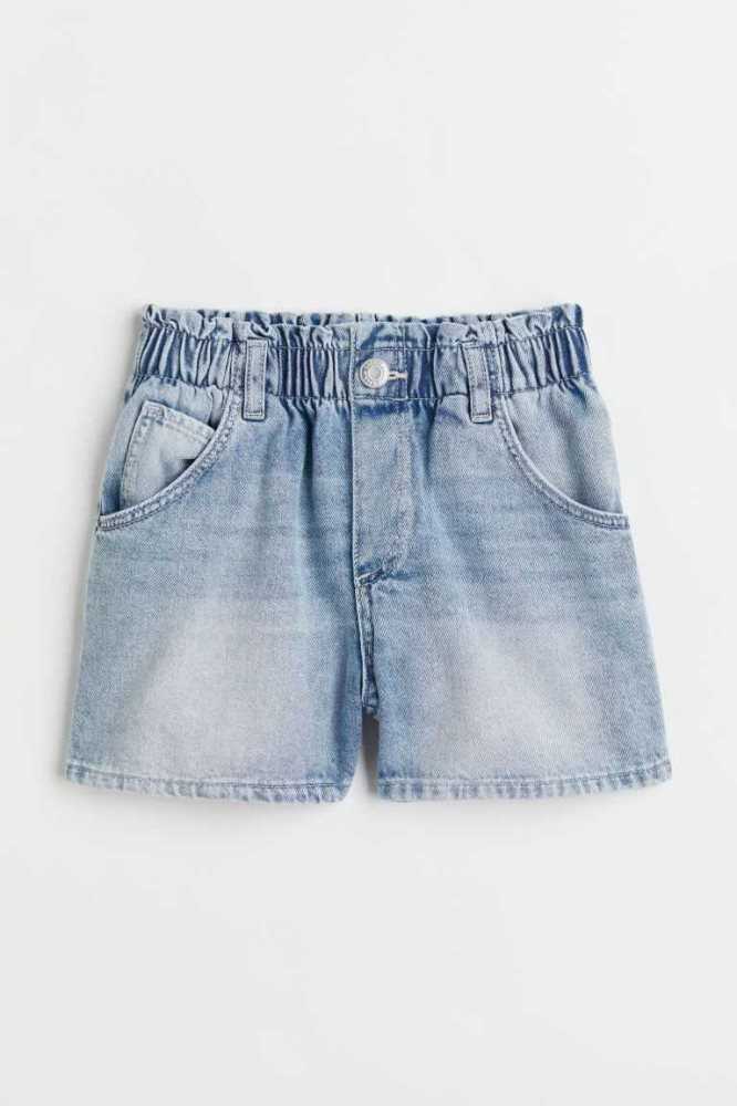 H&M Baumwoll Denim Paper-bag Kurze Hose Kinder Dunkelgrau | 0394-GVFTM