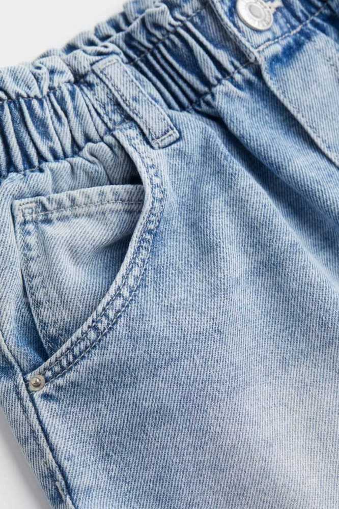 H&M Baumwoll Denim Paper-bag Kurze Hose Kinder Dunkelgrau | 0394-GVFTM