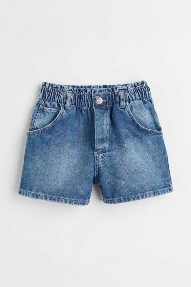 H&M Baumwoll Denim Paper-bag Kurze Hose Kinder Dunkelgrau | 0394-GVFTM