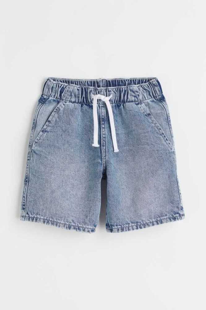 H&M Baumwoll Denim Pull-on Kurze Hose Kinder Hellblau | 1365-QGVUE