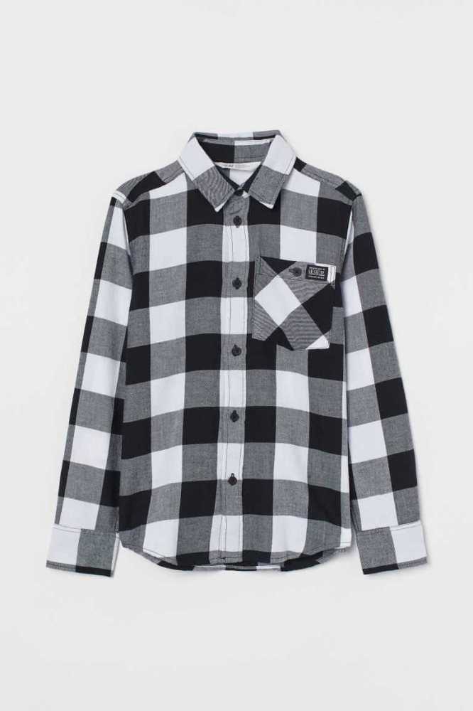 H&M Baumwoll Flannel Hemd Kinder Rot | 0649-JKBGQ