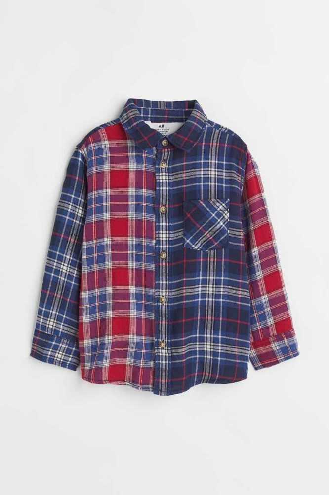 H&M Baumwoll Hemd Kinder Dunkelgrün | 4760-OUYQT