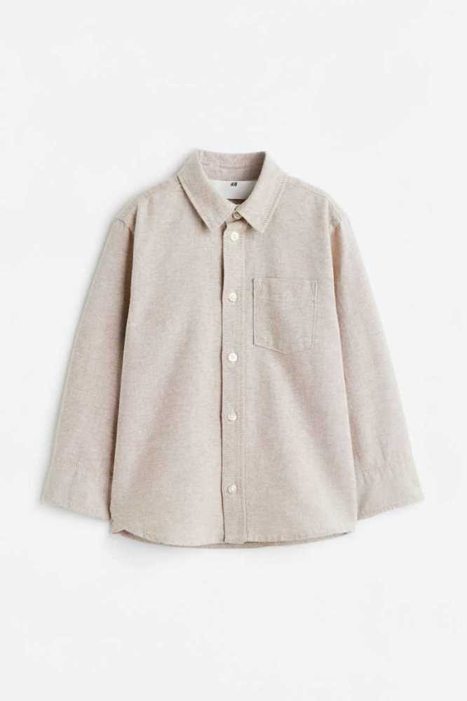 H&M Baumwoll Hemd Kinder Hellbeige | 1507-RLVBM