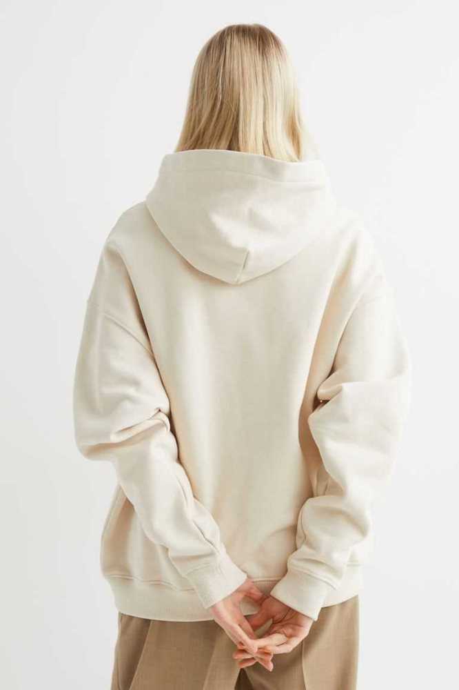 H&M Baumwoll Hoodie Damen Hellbeige | 2654-AUIGO