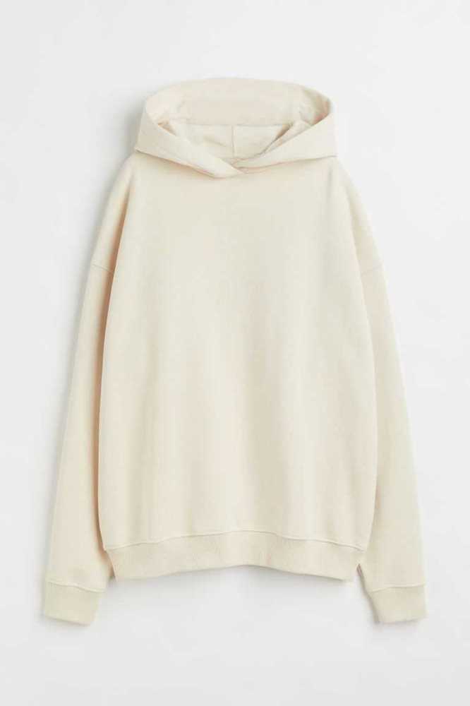 H&M Baumwoll Hoodie Damen Hellbeige | 2654-AUIGO