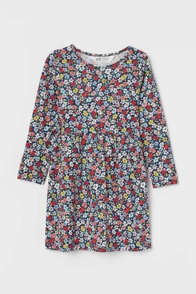 H&M Baumwoll Jersey Kurzes Kleid Kinder Grün | 7039-ODYLH