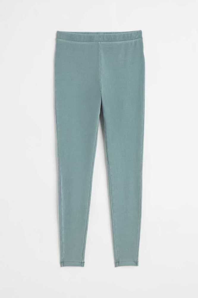 H&M Baumwoll Jersey Leggings Hose Damen Grau Braun | 0423-JEKAW