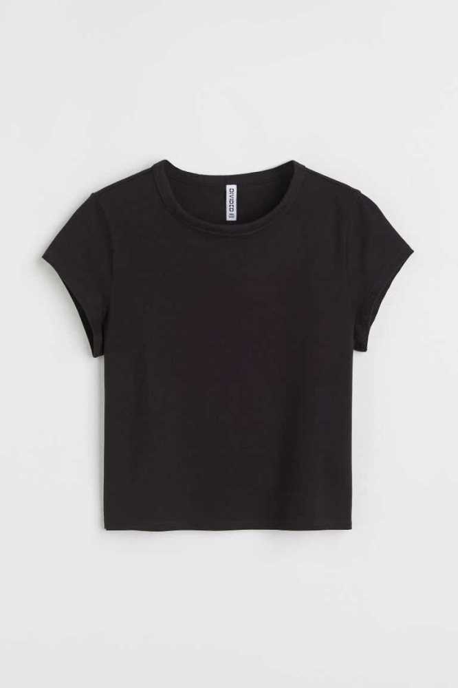 H&M Baumwoll Jersey T-shirt Oberteile Damen Helllila | 0758-JTAVY