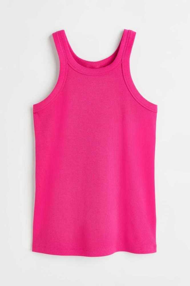 H&M Baumwoll Jersey Tank Oberteile Damen Hellblau | 3469-TZMBH