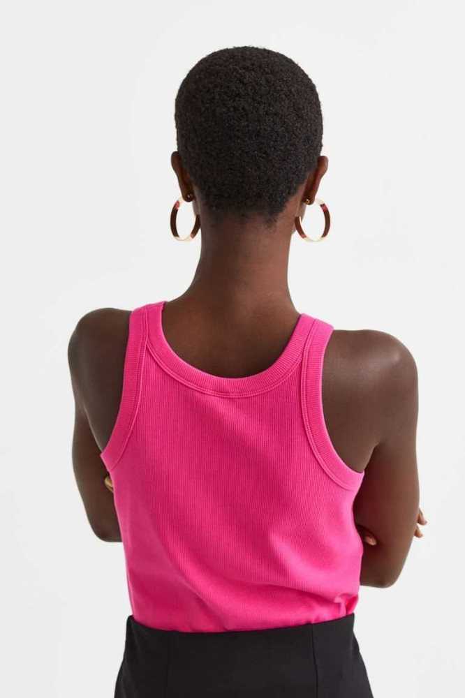 H&M Baumwoll Jersey Tank Oberteile Damen Rosa | 8905-NBHZA