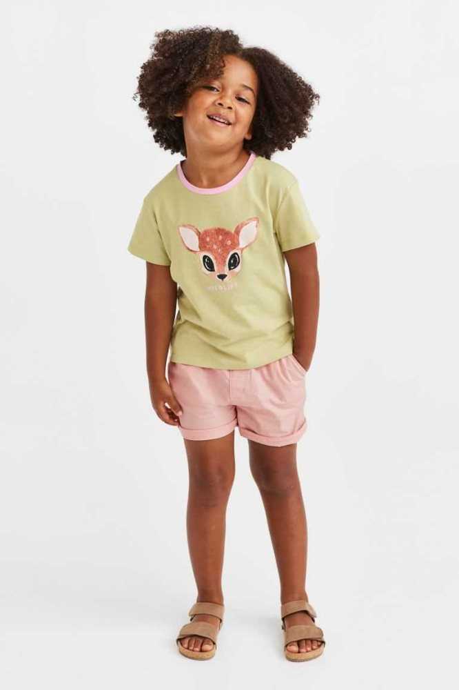 H&M Baumwoll Kurze Hose Kinder Hellrosa | 7513-DAYBJ