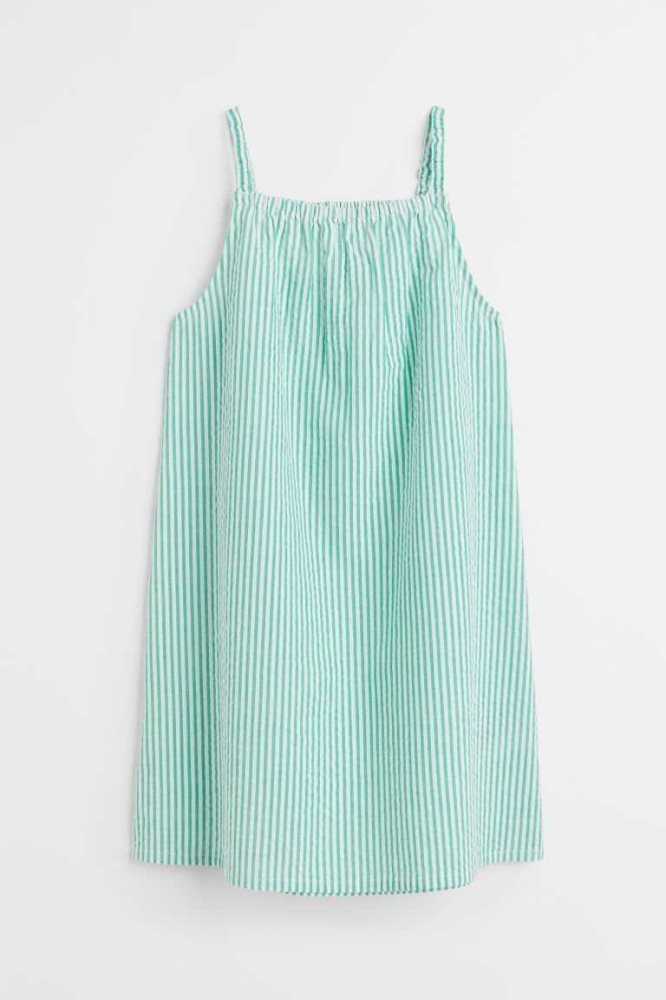 H&M Baumwoll Kurzes Kleid Kinder Grün | 4765-BGWPD