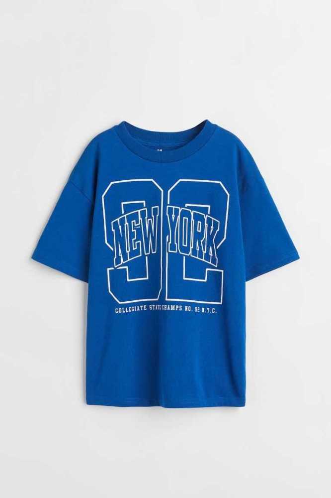 H&M Baumwoll Oversized Hemd Kinder Hellblau | 9413-ENJAF