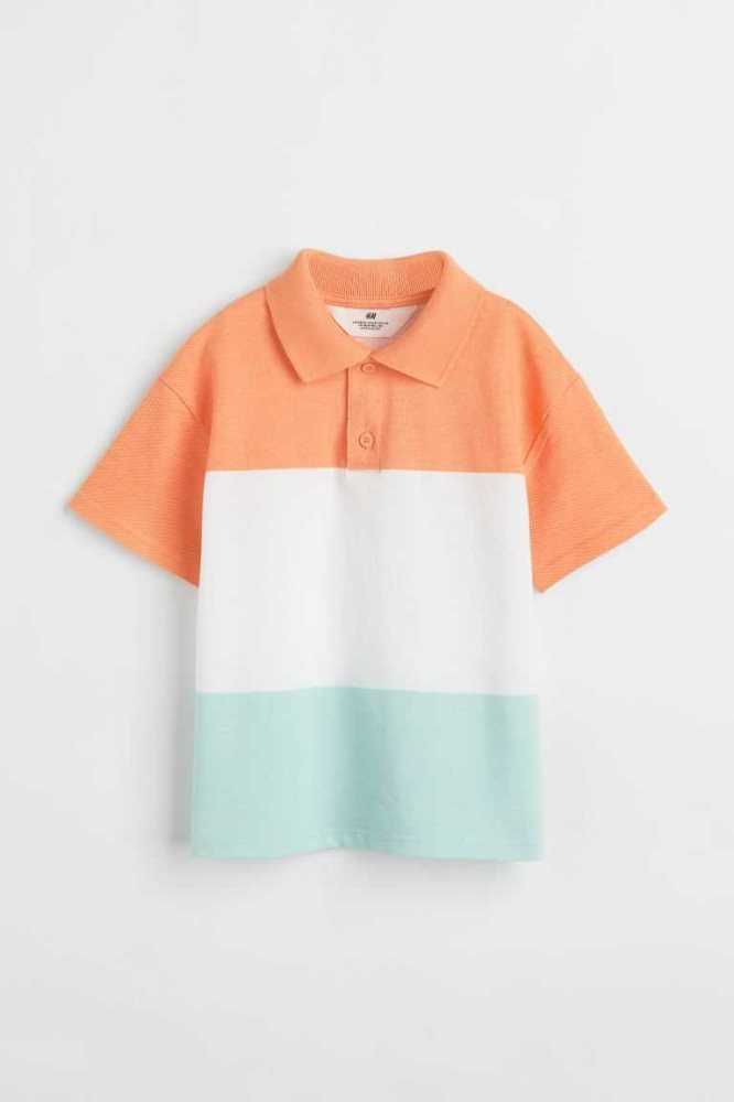 H&M Baumwoll Pique Polo Hemd Kinder Hellblau | 6954-KNSXG