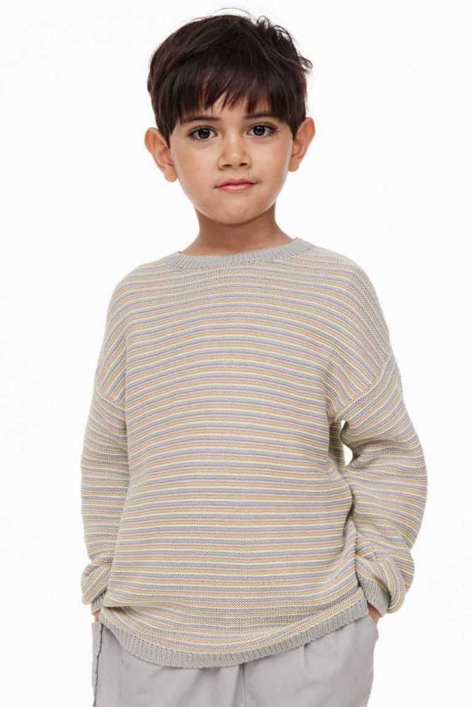 H&M Baumwoll Pullover Kinder Hellgrau | 4892-QUAZS