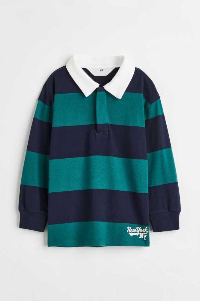 H&M Baumwoll Rugby Hemd Kinder Dunkelblau | 8974-UPEYM