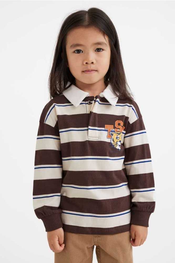 H&M Baumwoll Rugby Hemd Kinder Dunkelblau | 8974-UPEYM