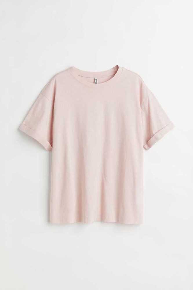 H&M Baumwoll T-shirt Oberteile Damen Hellrosa | 2167-SPOAX