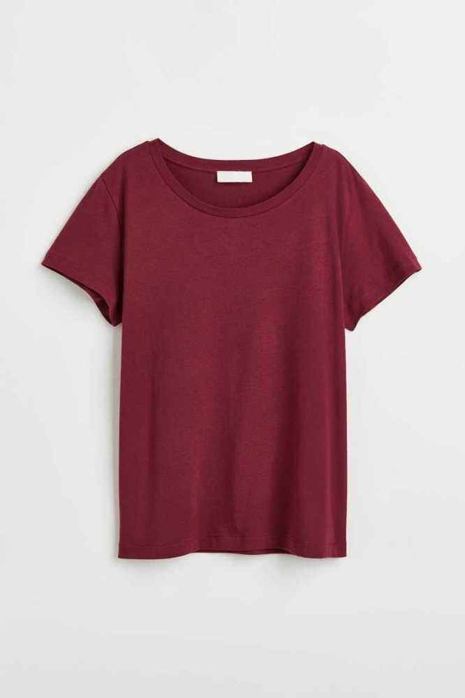 H&M Baumwoll T-shirt Oberteile Damen Rosa | 2945-XHOKY