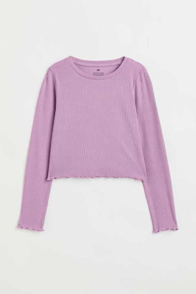 H&M Baumwoll Top Jersey Kinder Hellrosa | 2513-SWNZT