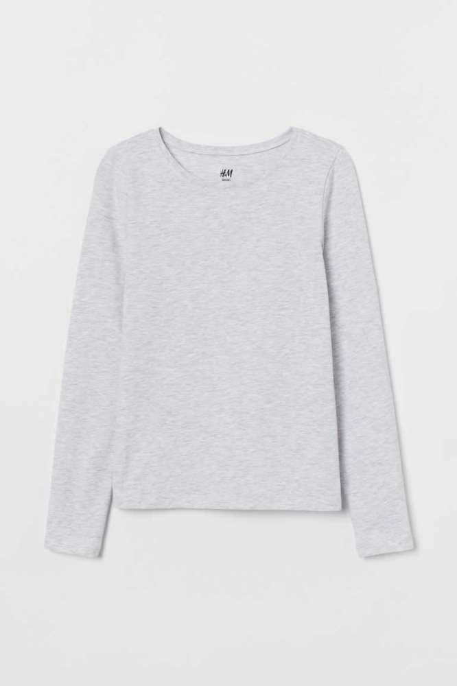 H&M Baumwoll Top Jersey Kinder Schwarz | 8971-DJHEC