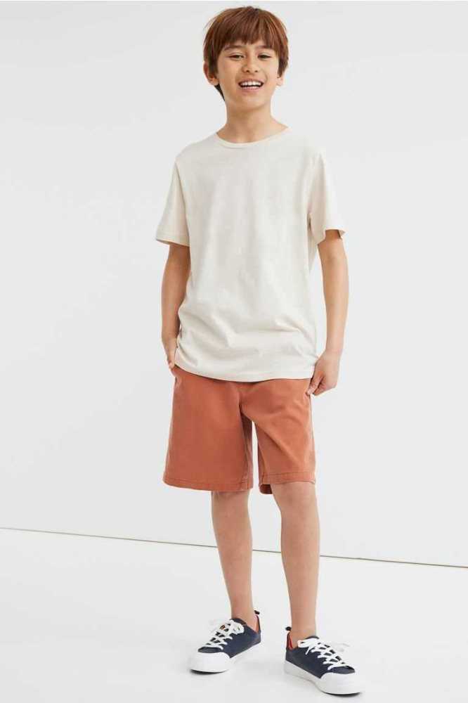 H&M Baumwoll Twill Chino Kurze Hose Kinder Rot Orange | 4629-TYVQK