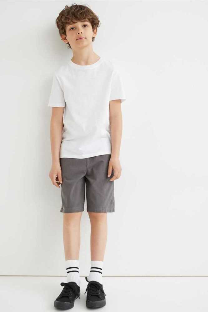 H&M Baumwoll Twill Chino Kurze Hose Kinder Dunkelgrau | 8542-MEJAQ