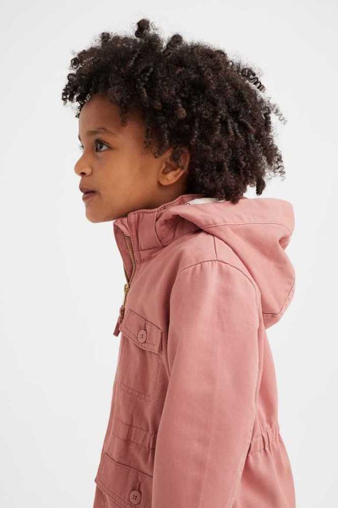 H&M Baumwoll Twill Parka Oberbekleidung Kinder Rosa | 5684-EUIRN