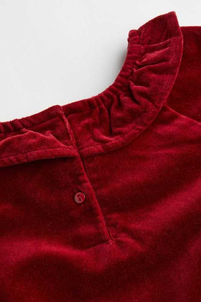 H&M Baumwoll Velvet Kurzes Kleid Kinder Mehrfarbig | 0765-JDTNP