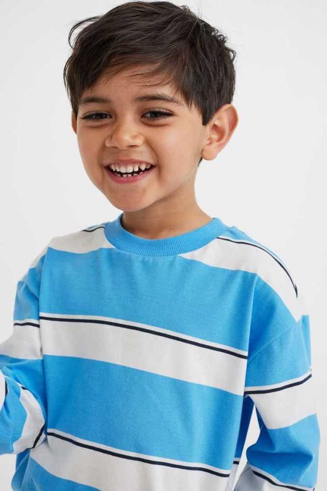 H&M Baumwoll shirt Jersey Kinder Blau | 3182-QLCIM