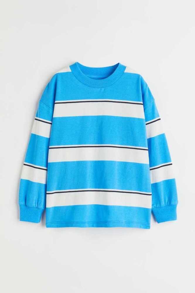 H&M Baumwoll shirt Jersey Kinder Blau | 3182-QLCIM