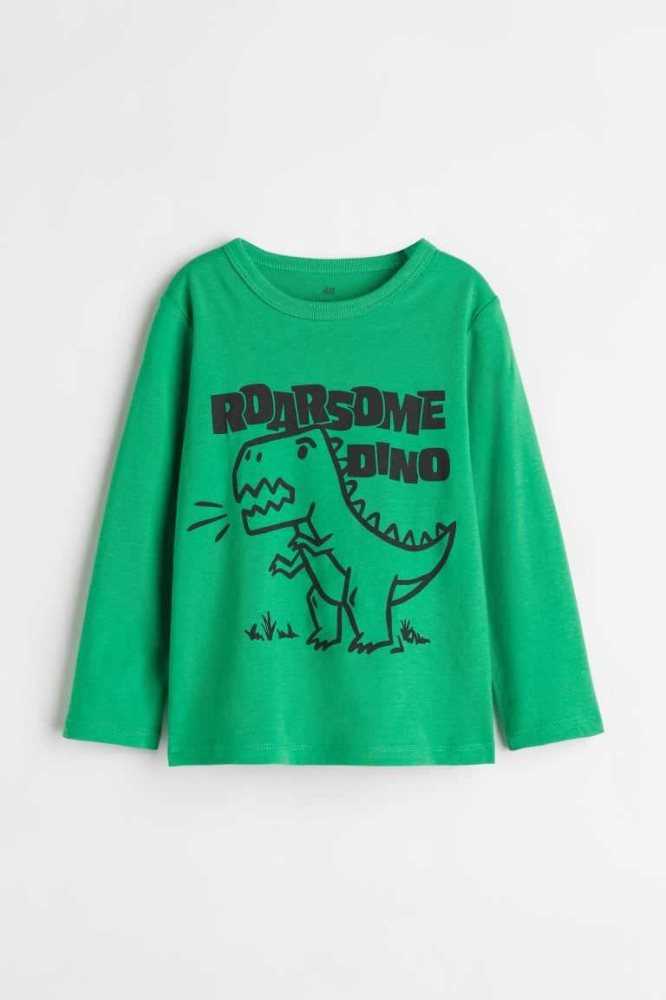 H&M Baumwoll shirt Jersey Kinder Grün | 1356-TKHWB