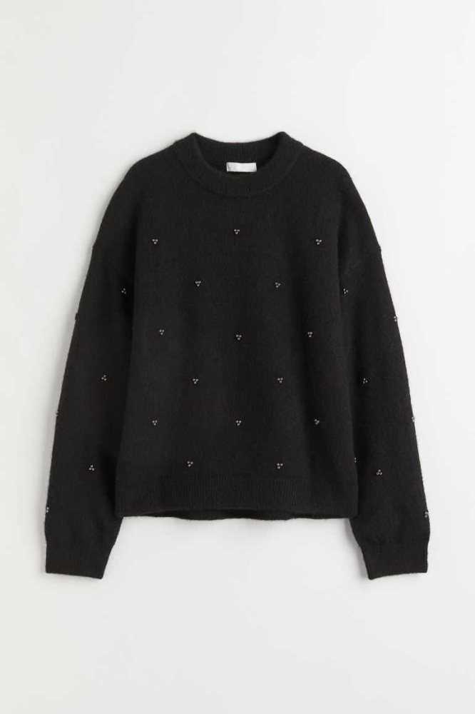 H&M Beaded Pullover Damen Hellgrün | 1437-NEYLK